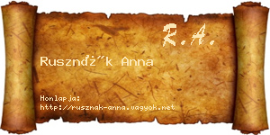 Rusznák Anna névjegykártya