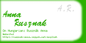 anna rusznak business card